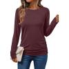 imageAUTOMET Womens Long Sleeve Shirts Business Casual Tops Ruched Fall Trendy Tshirt 2025Winered