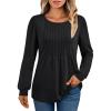 imageAUTOMET Womens Long Sleeve TShirts Dressy Business Casual Tops Tunic Fall Fashion Crewneck Blouse Trendy Winter Outfits 2025Black