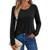 imageAUTOMET Womens Long Sleeve Tops Business Casual Crewneck Pleated Shirts Fall Fashion 2025 Blouses Trendy Basic Loose OutfitsBlack