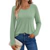 imageAUTOMET Womens Long Sleeve Tops Business Casual Crewneck Pleated Shirts Fall Fashion 2025 Blouses Trendy Basic Loose OutfitsGreen
