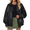 imageAUTOMET Womens Oversized Leather Jackets Faux Suede 2025 Fall Zip Up Motorcycle Coats Blazer Jackets for Women OutfitsBlack
