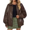 imageAUTOMET Womens Oversized Leather Jackets Faux Suede 2025 Fall Zip Up Motorcycle Coats Blazer Jackets for Women OutfitsBrown