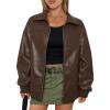 imageAUTOMET Womens Oversized Leather Jackets Zip Up Coats Faux Motorcycle Bomber Outfits Fall Trendy Fashion Winter Clothes 2025Brown