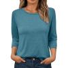 imageAUTOMET Womens Tops 34 Length Long Sleeve Shirts Fall Clothes Business Casual Dressy Blouse Loose Fit Basic Tee TrendyBlue Green