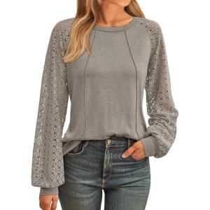 imageAUTOMET Womens Long Sleeve Shirts Casual Tops Dressy Outfits Fall Fashion Blouses Lace Clothes Y2kKhaki