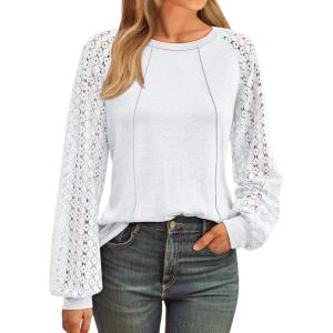 imageAUTOMET Womens Long Sleeve Shirts Casual Tops Dressy Outfits Fall Fashion Blouses Lace Clothes Y2kWhite