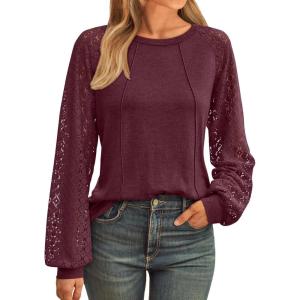 imageAUTOMET Womens Long Sleeve Shirts Casual Tops Dressy Outfits Fall Fashion Blouses Lace Clothes Y2kWinered