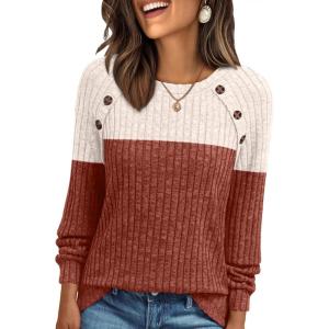 imageAUTOMET Womens Long Sleeve Tshirts Casual Tunic Work Tops Cute Pullover Sweaters Fall Travel Outfits 2025 Dressy BlousesApricot Caramel