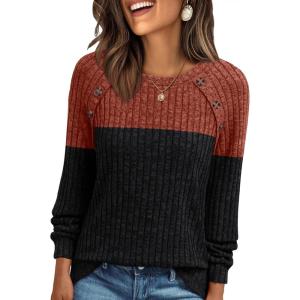 imageAUTOMET Womens Long Sleeve Tshirts Casual Tunic Work Tops Cute Pullover Sweaters Fall Travel Outfits 2025 Dressy BlousesCaramel Black