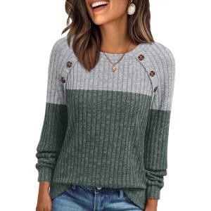 imageAUTOMET Womens Long Sleeve Tshirts Casual Tunic Work Tops Cute Pullover Sweaters Fall Travel Outfits 2025 Dressy BlousesGrey Green