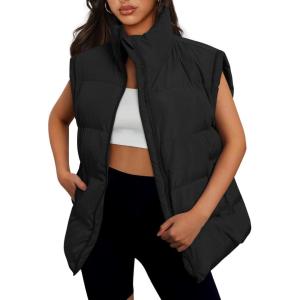 imageAUTOMET Womens Puffer Vests Fall Fashion Jackets Puffy Outfits 2025 Trendy Sleeveless Coats Outerwear Winter ClothesBlack