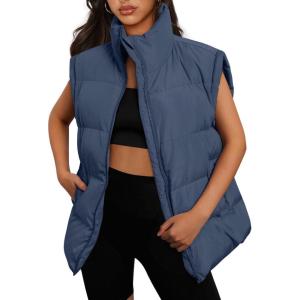 imageAUTOMET Womens Puffer Vests Fall Fashion Jackets Puffy Outfits 2025 Trendy Sleeveless Coats Outerwear Winter ClothesGreyblue