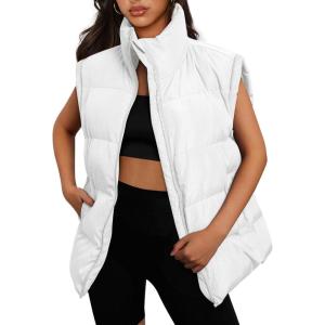 imageAUTOMET Womens Puffer Vests Fall Fashion Jackets Puffy Outfits 2025 Trendy Sleeveless Coats Outerwear Winter ClothesWhite