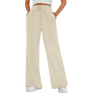 imageAUTOMET Womens Wide Leg Sweatpants Baggy Lounge Travel Pants Fall Fashion Outfits 2025 Winter Clothes JoggersBeige