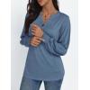 imageAUTOMET Long Sleeve Shirts Womens Tops Henley Dressy Casual Blouses Fall Outfits 2025 Trendy Loose Fit Comfy Winter ClothesGrey Blue