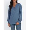 imageAUTOMET Long Sleeve Shirts Womens Tops Henley Dressy Casual Blouses Fall Outfits 2025 Trendy Loose Fit Comfy Winter ClothesGrey Blue