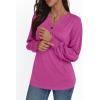 imageAUTOMET Long Sleeve Shirts Womens Tops Henley Dressy Casual Blouses Fall Outfits 2025 Trendy Loose Fit Comfy Winter ClothesHot Pink