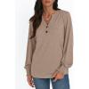 imageAUTOMET Long Sleeve Shirts Womens Tops Henley Dressy Casual Blouses Fall Outfits 2025 Trendy Loose Fit Comfy Winter ClothesKhaki