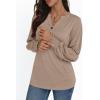imageAUTOMET Long Sleeve Shirts Womens Tops Henley Dressy Casual Blouses Fall Outfits 2025 Trendy Loose Fit Comfy Winter ClothesKhaki