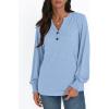 imageAUTOMET Long Sleeve Shirts Womens Tops Henley Dressy Casual Blouses Fall Outfits 2025 Trendy Loose Fit Comfy Winter ClothesLight Blue