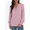 imageAUTOMET Long Sleeve Shirts Womens Tops Henley Dressy Casual Blouses Fall Outfits 2025 Trendy Loose Fit Comfy Winter ClothesPink