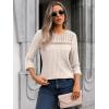 imageAUTOMET Womens 34 Length Sleeve Tops Fall Fashion 2025 Lace Work Tunic Blouses Dressy Casual Shirts Sweater Clothes OutfitsApricot