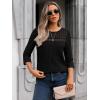 imageAUTOMET Womens 34 Length Sleeve Tops Fall Fashion 2025 Lace Work Tunic Blouses Dressy Casual Shirts Sweater Clothes OutfitsBlack