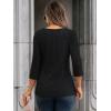 imageAUTOMET Womens 34 Length Sleeve Tops Fall Fashion 2025 Lace Work Tunic Blouses Dressy Casual Shirts Sweater Clothes OutfitsBlack