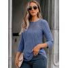 imageAUTOMET Womens 34 Length Sleeve Tops Fall Fashion 2025 Lace Work Tunic Blouses Dressy Casual Shirts Sweater Clothes OutfitsBlue