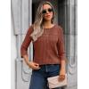 imageAUTOMET Womens 34 Length Sleeve Tops Fall Fashion 2025 Lace Work Tunic Blouses Dressy Casual Shirts Sweater Clothes OutfitsCaramel