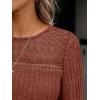 imageAUTOMET Womens 34 Length Sleeve Tops Fall Fashion 2025 Lace Work Tunic Blouses Dressy Casual Shirts Sweater Clothes OutfitsCaramel