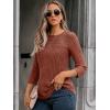 imageAUTOMET Womens 34 Length Sleeve Tops Fall Fashion 2025 Lace Work Tunic Blouses Dressy Casual Shirts Sweater Clothes OutfitsCaramel
