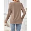 imageAUTOMET Womens Long Sleeve Shirts Business Casual Blouses Dressy Fall Babydoll TopsKhaki