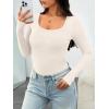 imageAUTOMET Womens Long Sleeve Shirts Ribbed Knit Tops Scoop Neck Fall TopsBeige