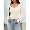 imageAUTOMET Womens Long Sleeve Shirts Ribbed Knit Tops Scoop Neck Fall TopsBeige