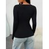 imageAUTOMET Womens Long Sleeve Shirts Ribbed Knit Tops Scoop Neck Fall TopsBlack