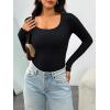 imageAUTOMET Womens Long Sleeve Shirts Ribbed Knit Tops Scoop Neck Fall TopsBlack