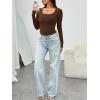 imageAUTOMET Womens Long Sleeve Shirts Ribbed Knit Tops Scoop Neck Fall TopsBrown
