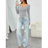 imageAUTOMET Womens Long Sleeve Shirts Ribbed Knit Tops Scoop Neck Fall TopsGrey