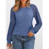 imageAUTOMET Womens Long Sleeve Work Shirts Lace Trendy Dressy Tops Fall Fashion Lightweight Sweaters Business Casual BlousesBlue