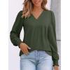 imageAUTOMET Womens TShirts Long Sleeve Tops V Neck Blouses Dressy Business Casual Fall Fashion 2025 Trendy Outfit Winter ClothesArmygreen