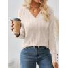 imageAUTOMET Womens V Neck Decorative Buttons Long Sleeve Shirt Fall Sweater Fashion Tops Dressy Casual Tunic Clothes Cute TrendyApricot