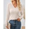 imageAUTOMET Womens V Neck Decorative Buttons Long Sleeve Shirt Fall Sweater Fashion Tops Dressy Casual Tunic Clothes Cute TrendyApricot