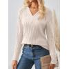 imageAUTOMET Womens V Neck Decorative Buttons Long Sleeve Shirt Fall Sweater Fashion Tops Dressy Casual Tunic Clothes Cute TrendyApricot