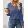imageAUTOMET Womens V Neck Decorative Buttons Long Sleeve Shirt Fall Sweater Fashion Tops Dressy Casual Tunic Clothes Cute TrendyBlue