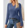 imageAUTOMET Womens V Neck Decorative Buttons Long Sleeve Shirt Fall Sweater Fashion Tops Dressy Casual Tunic Clothes Cute TrendyBlue