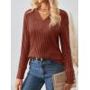 imageAUTOMET Womens V Neck Decorative Buttons Long Sleeve Shirt Fall Sweater Fashion Tops Dressy Casual Tunic Clothes Cute TrendyCaramel