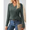 imageAUTOMET Womens V Neck Decorative Buttons Long Sleeve Shirt Fall Sweater Fashion Tops Dressy Casual Tunic Clothes Cute TrendyGreen