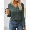 imageAUTOMET Womens V Neck Decorative Buttons Long Sleeve Shirt Fall Sweater Fashion Tops Dressy Casual Tunic Clothes Cute TrendyGreen