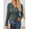 imageAUTOMET Womens V Neck Decorative Buttons Long Sleeve Shirt Fall Sweater Fashion Tops Dressy Casual Tunic Clothes Cute TrendyGreen